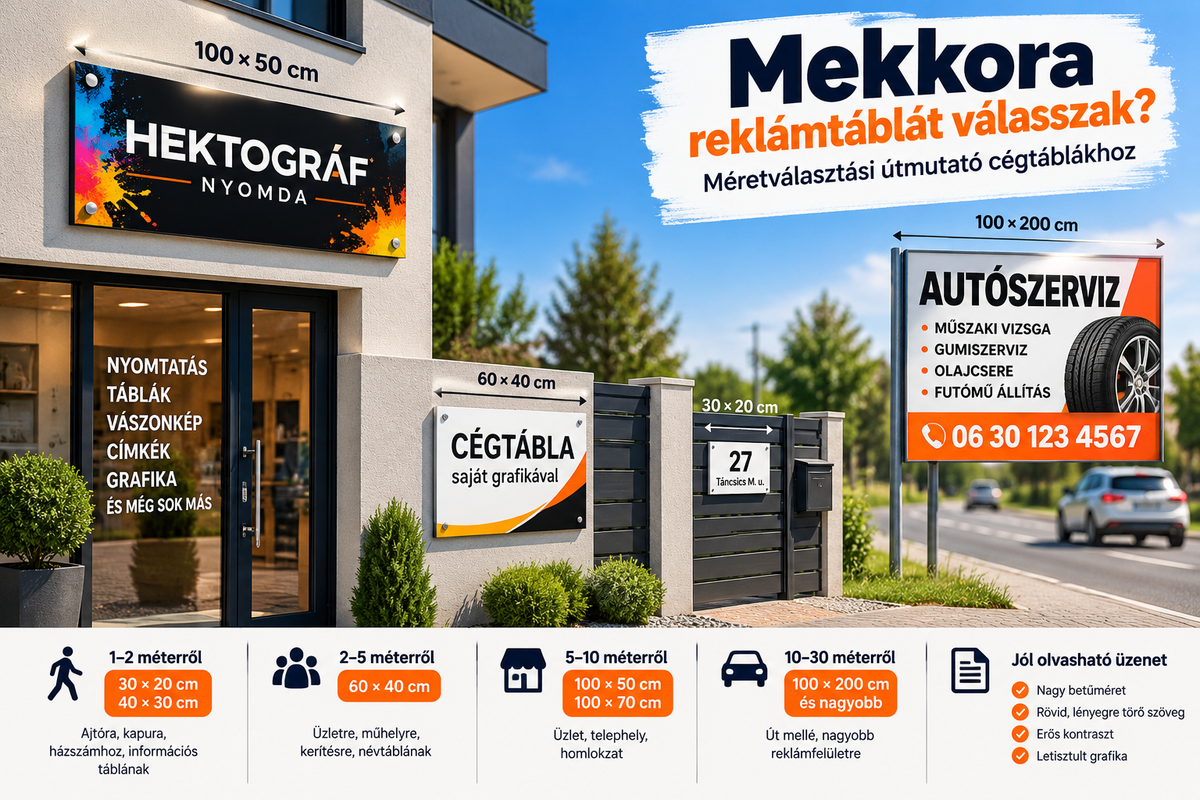 Mekkora reklámtáblát válasszak? – Méretválasztási útmutató cégtáblákhoz