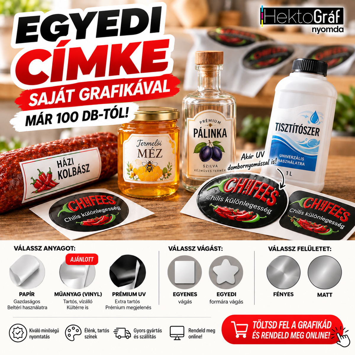Egyedi címke – saját grafikával, egyedi méretben