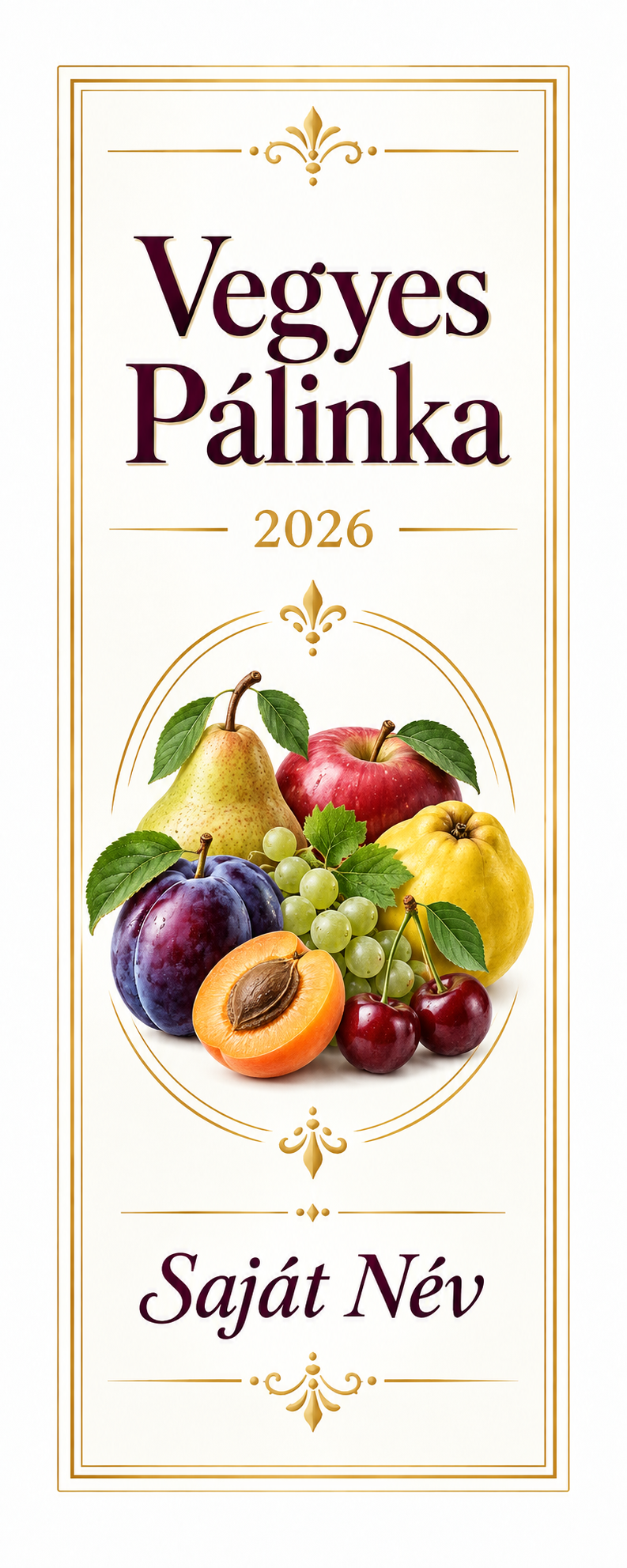Prémium egyedi pálinkás címke – saját névvel és évszámmal