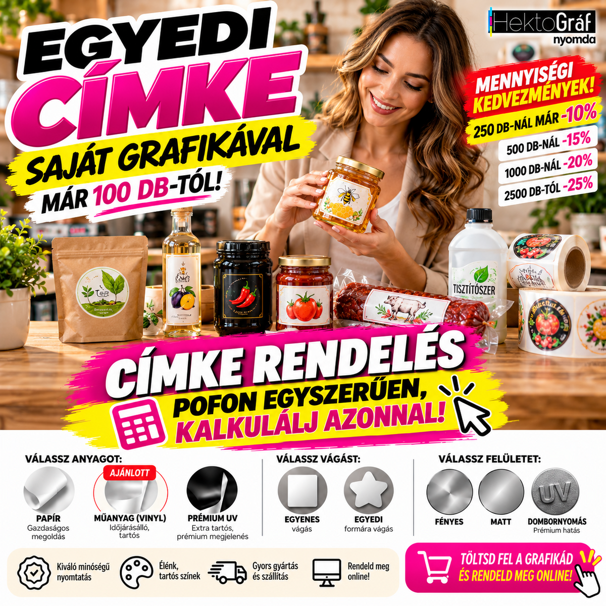 Egyedi címke – saját grafikával, egyedi méretben