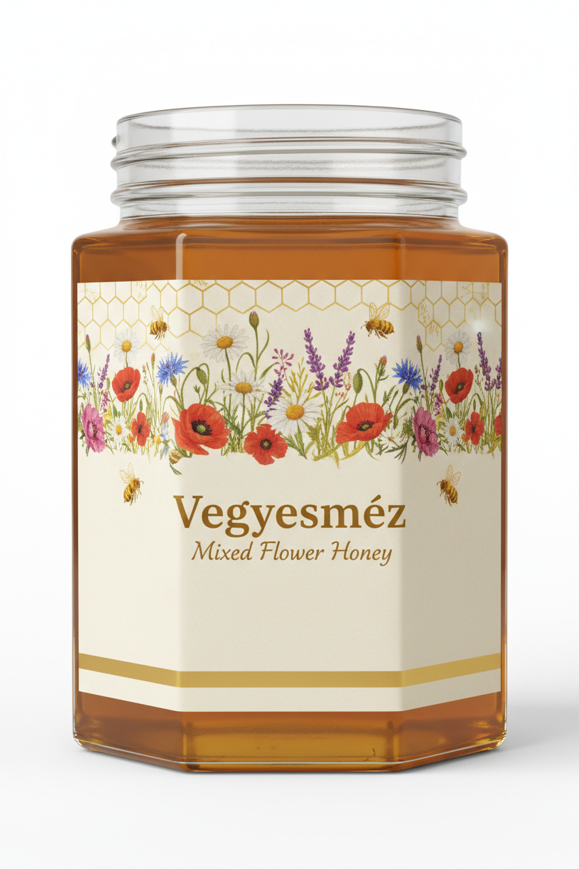 Vegyesméz címke üres alsó sávval